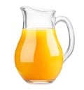 Orange Juice in Glass Pitcher, Isolated on White Royalty Free Stock Photo