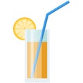 Orange juice glass with straw vector fruit drink isolated icon Royalty Free Stock Photo