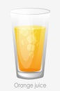 Orange juice ice glass. Yellow citrus juice ice cubes transparent. Royalty Free Stock Photo