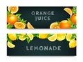 Orange Juice Lemonade 2 Banners Set Royalty Free Stock Photo
