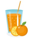 Orange juice, orangeade, in a glass. Fresh isolated on white background Royalty Free Stock Photo