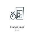 Orange juice outline vector icon. Thin line black orange juice icon, flat vector simple element illustration from editable drinks Royalty Free Stock Photo