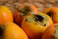 Orange juice persimmon close-up. Food background.