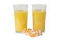 Orange juice and slices of tangerine (mandarine)