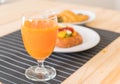 orange juice with spinach croissant and mixed fruits danish Royalty Free Stock Photo