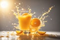 orange juice splash on absolute white background. ai generative Royalty Free Stock Photo