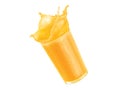 Orange juice splash, glass, isolated on white background Royalty Free Stock Photo