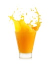 Orange juice splash isolated on a white Royalty Free Stock Photo