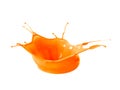 Orange juice splash isolated on white background Royalty Free Stock Photo