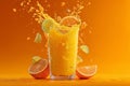 Orange Juice Splash with Lime Wedges Royalty Free Stock Photo