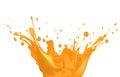 Orange juice splash on white background