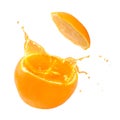 Orange juice splashing Royalty Free Stock Photo