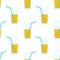 Orange juice vector seamless pattern