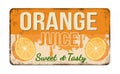 Orange juice vintage rusty metal plate Royalty Free Stock Photo