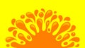 Orange juice water splash drop, water blob orange flat isolated on yellow, pineapple juice splash flow, orange juice drop splatter Royalty Free Stock Photo