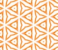 Orange kaleidoscope seamless pattern. Hand drawn w