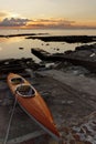 Orange kayak.