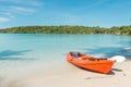 Orange kayaks on the tropical beach, Thailand