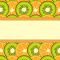 Orange and kiwi slice background with blank banner