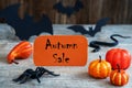 Orange Label, Text Autumn Sale, Scary Halloween Decoration