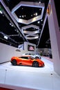 Orange Lamborghini Parked at a motor show. Royalty Free Stock Photo