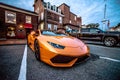 Orange lamborghini parked in newport rhode island Royalty Free Stock Photo