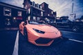 Orange lamborghini parked in newport rhode island