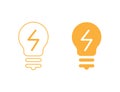 Orange lamp icon. Isolated lamp in outline and bold style. Energy icon as bulb light. Simple icon of idea lamp. Imagination symbol