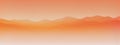 Orange landscape with mountains and hills, vector illustration