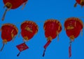 Orange lanterns hanging across Gerrard Street in Chinatown, to celebrate the Chinese New Year, London UK Royalty Free Stock Photo