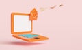 Orange laptop computer with envelope,paper plane isolated on pink background,sending,receiving email marketing concept,3d Royalty Free Stock Photo