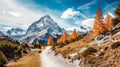 Orange larch trees in Dolomite Alps, Province of Bolzano