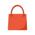 Orange large women`s shopping bag, isolated on a white background