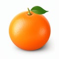 Realistic Orange With Green Leaf - Detailed Rendering