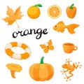 Orange. Learn the color. Education set. Illustration of primary colors. Royalty Free Stock Photo