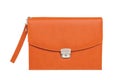 A orange leather bag for organizer diary. Royalty Free Stock Photo