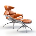 An orange leather chair and ottoman, AI