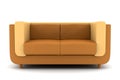 Orange leather couch isolated on white background