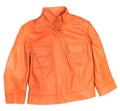 Orange leather jacket.