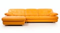 Orange Leather Sectional Couch With Dutch Tradition And Soft Focal Points