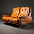 Retro Futuristic Orange Leather Sofa - Mid-century Recliner-inspired Design