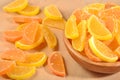 Orange and lemon candy slices in a bowl Royalty Free Stock Photo