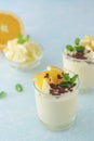 Orange lemon citrus milk mousse in glasses Royalty Free Stock Photo