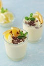 Orange lemon citrus milk mousse in glasses Royalty Free Stock Photo