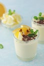 Orange lemon citrus milk mousse in glasses Royalty Free Stock Photo