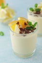 Orange lemon citrus milk mousse in glasses Royalty Free Stock Photo