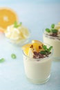 Orange lemon citrus milk mousse in glasses Royalty Free Stock Photo