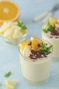 Orange lemon citrus milk mousse in glasses Royalty Free Stock Photo