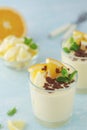 Orange lemon citrus milk mousse in glasses Royalty Free Stock Photo