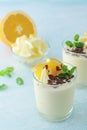 Orange lemon citrus milk mousse in glasses Royalty Free Stock Photo